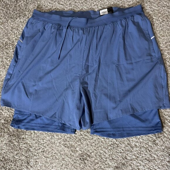 FLX Shorts Mens 2XL Blue Lined Running Training Zip Pocket Performance Athletic - Picture 1 of 12